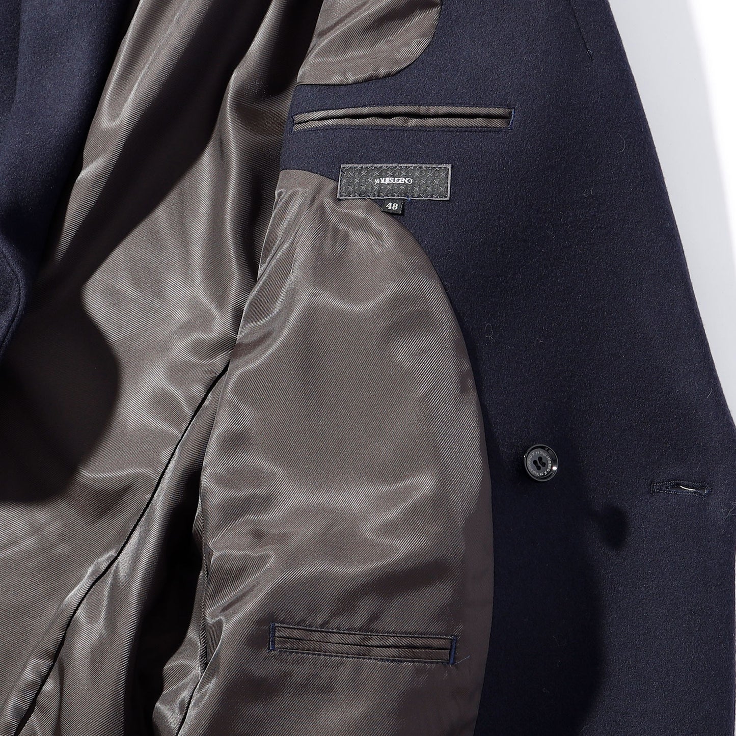 セミダブル金釦ロングチェスターコート(NAVY)