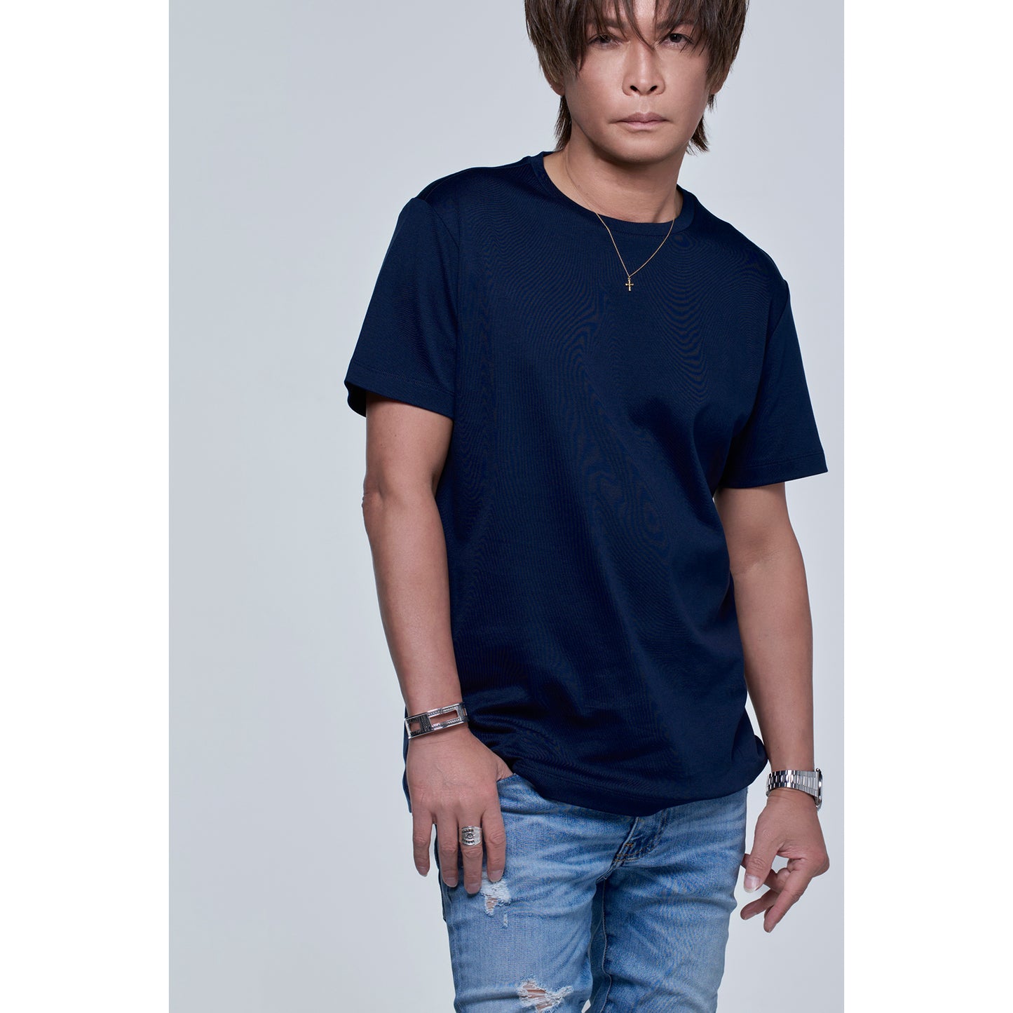 THE 9 CLOSET S Tailored T-Shirts(NAVY)