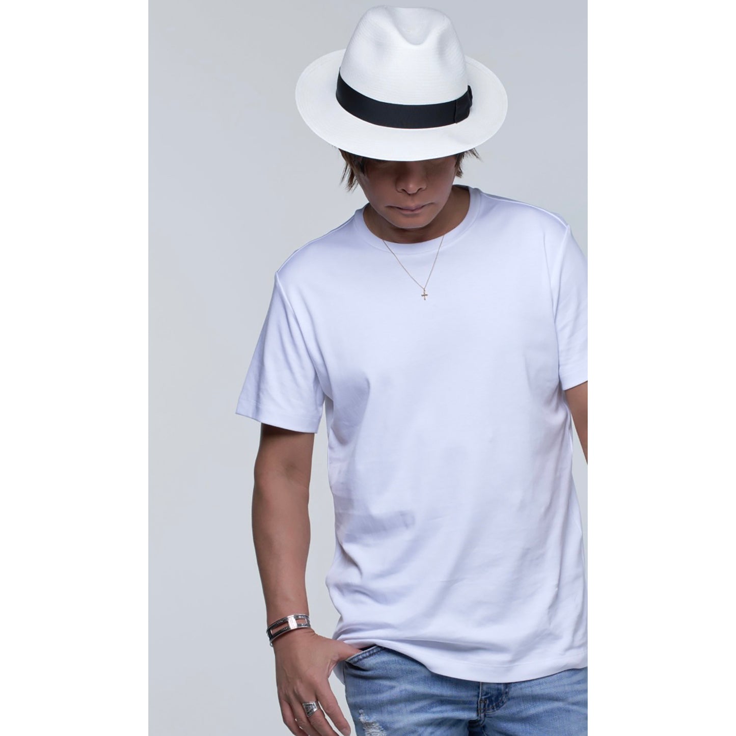 Panama Fine(ミディアムブリム)White×Black