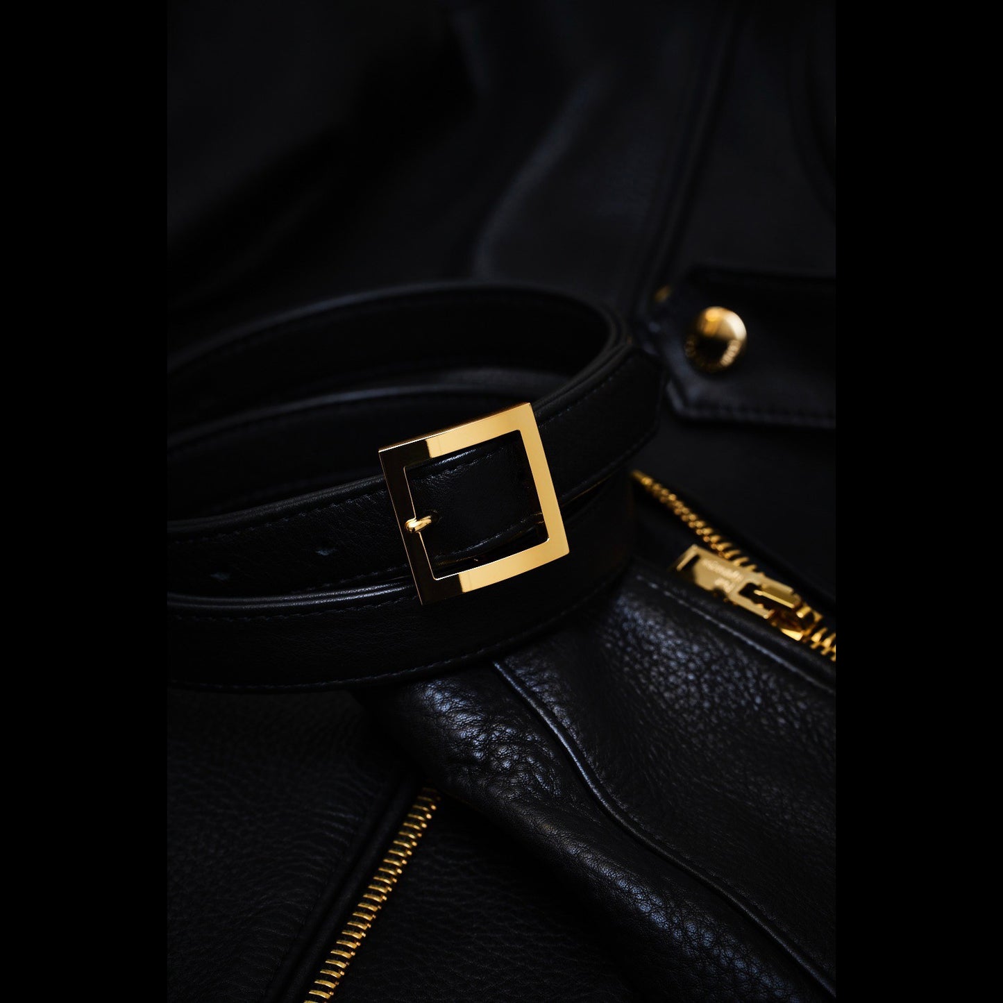 Square buckle Lether Belt