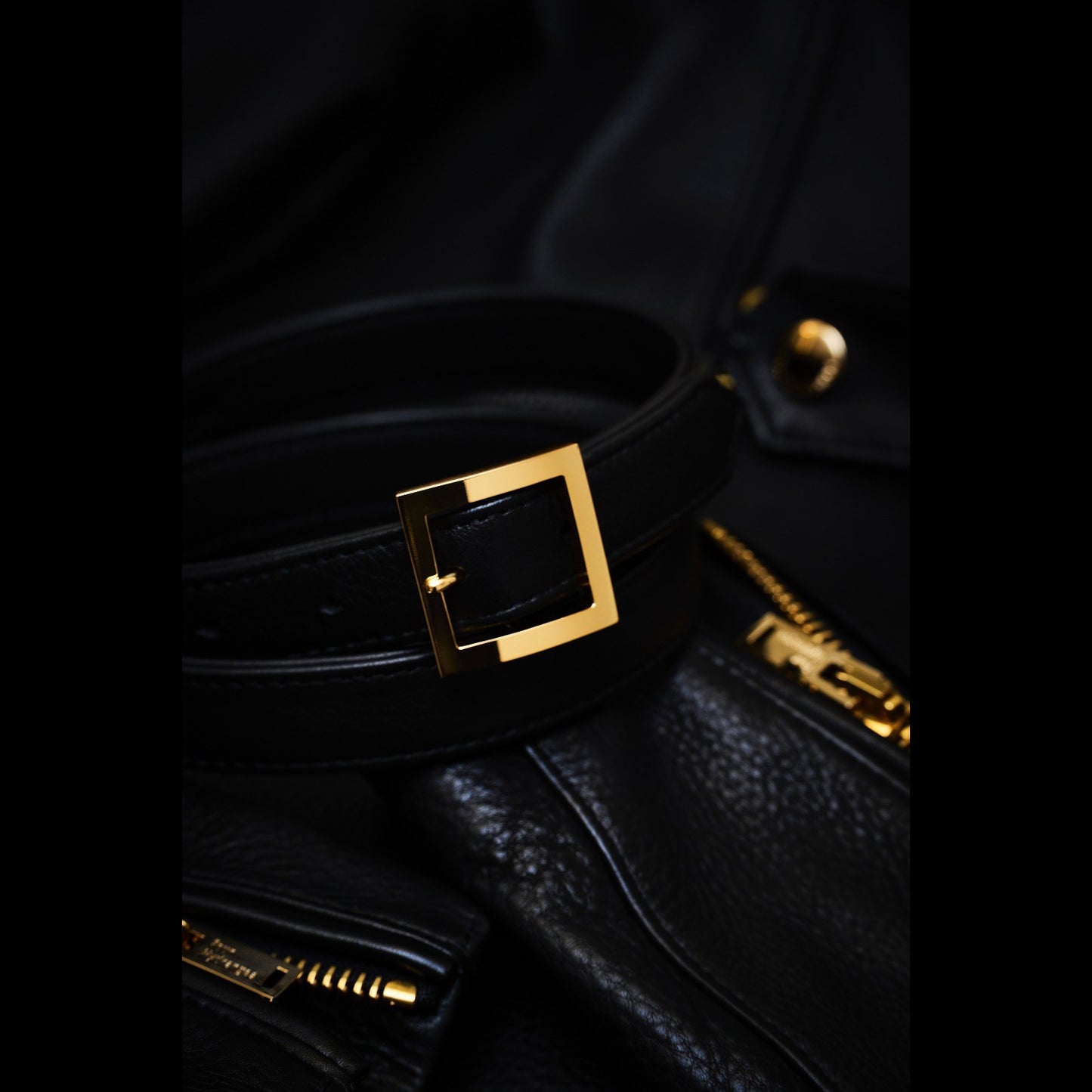 Square buckle Lether Belt